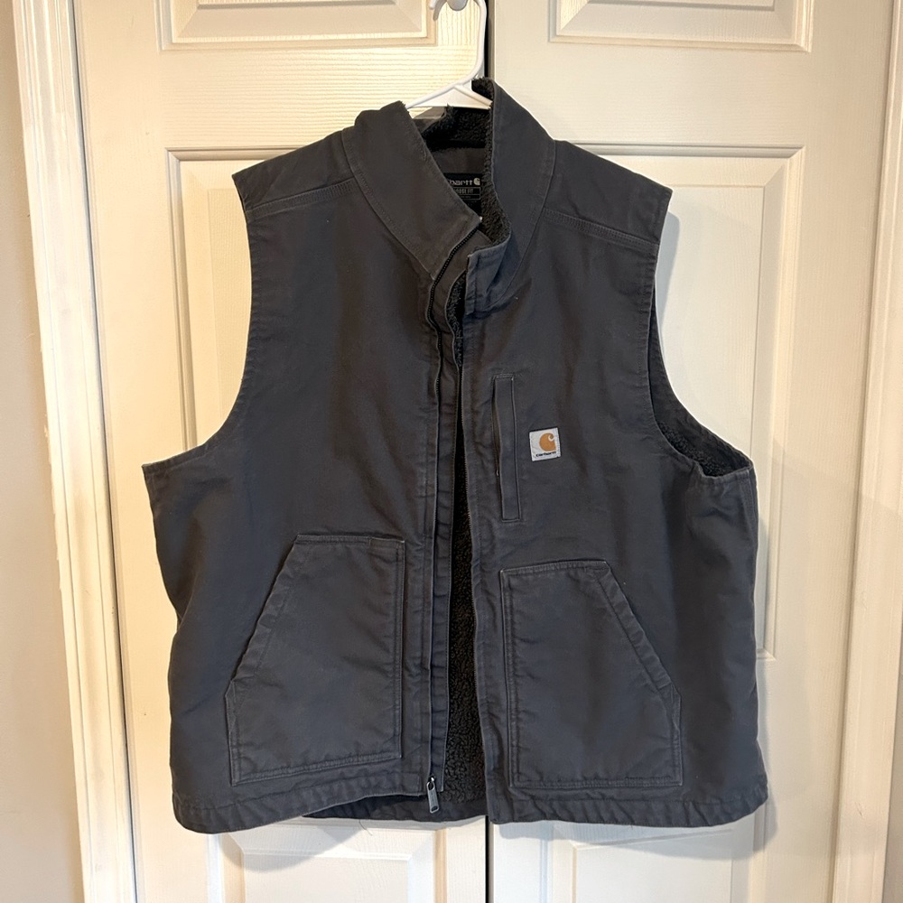 Carhartt Loose Fit Washed Duck Sherpa-Lined Mock Neck Vest
